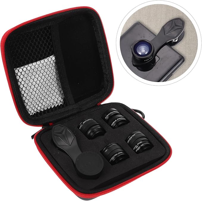 Zerodeko Wide-Angle Macro Lens Kit for Phone Camera, Portable Clip-on Phone Lens Attachment, 10-in-1 Multifunctional External Camera Filter Set, Compatible with Smartphones, Black