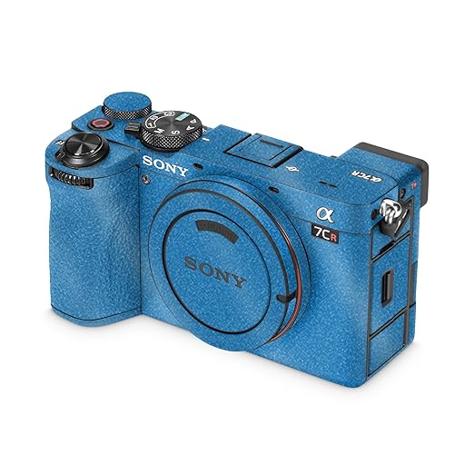Glossy Glitter Camera Skin Compatible with Sony Alpha 7CR Camera (2023) - Solid Blue - Premium 3M Vinyl Protective Wrap Decal Cover - Easy to Apply | Crafted in The USA by MightySkins