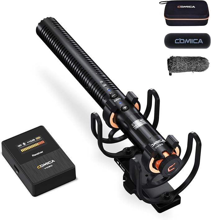 COMICA VM30 Shotgun Microphone with Wireless Modes, USB C Digital Output, 75/150Hz, Super-Cardioid Universal Camera Microphone for Filmmakers, Vloggers - Wireless Mic for Camera, Smartphone, and PC