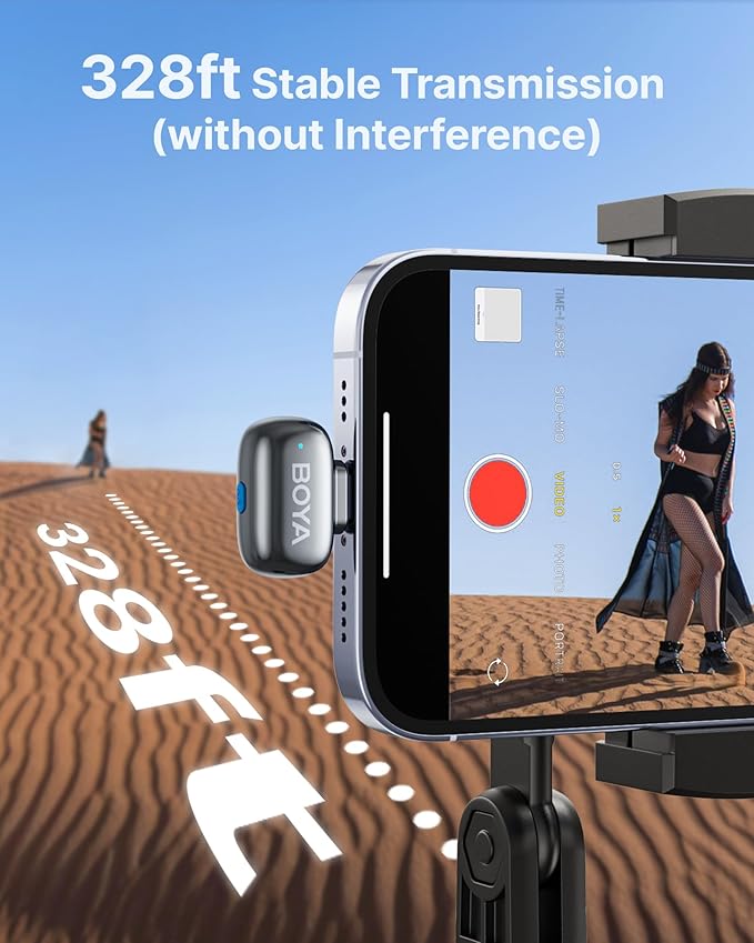 BOYA mini 2 Wireless Microphone for iPhone & Android, AI Noise Cancellation, App Control, Safety Track, 30H Battery Life with Charging Case, Lapel Microphone Wireless for Video Recording Podcast Vlog