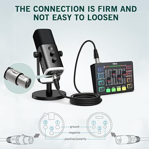 FIFINE XLR Cable, Microphone Audio Cable, 9.8ft Cable with Balanced 3 PIN, XLR Male to Female Cord, Compatible with XLR Microphone for Recording Podcast Streaming, Black-L9