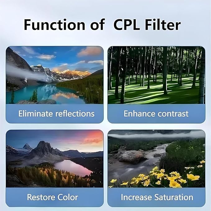 52mm Polarized Smart Phone, adjustments 52mm Polarizing Filter, Clip Design Phone Polarizing Lens, Featuring A Polarizing Filter & Variable ND Filters, for All Phones (Black,1PC)