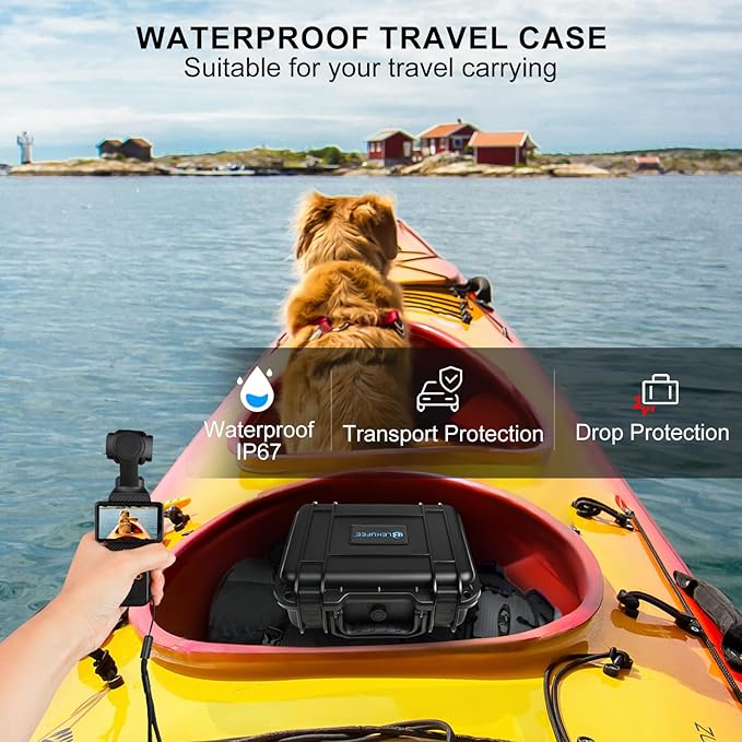 Lekufee Waterproof Hard Case for DJI Osmo Pocket 3, Mic 3/2/Mini, Creator Combo,Power Expansion Combo,Vlogging Camera and Accessories(Case Only)