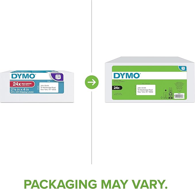 DYMO Authentic LabelWriter Standard Shipping Labels for LabelWriter Label Printers, White, 2-1/8'' x 4'' (30323), 24 Rolls of 220