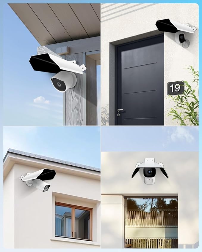 Universal Security Camera Sun Rain Cover Shield, Waterproof Protective Roof for Surveillance Camera, Outdoor Camera Shade Covers for Dome, Bullet Cameras (White 3 Pack)