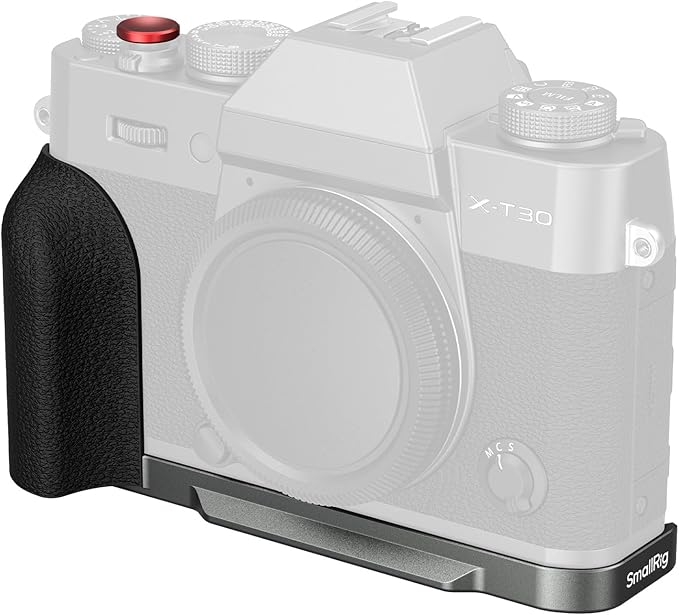 SMALLRIG X-T30 III/X-T30 II/X-T30 L-Shape Grip for FUJIFILM Camera, Built-in Quick Release Plate for Arca, 1/4"-20 Holes, Ergonomic Silicone Handgrip,Shutter Button (Charcoal Silver) - 5665