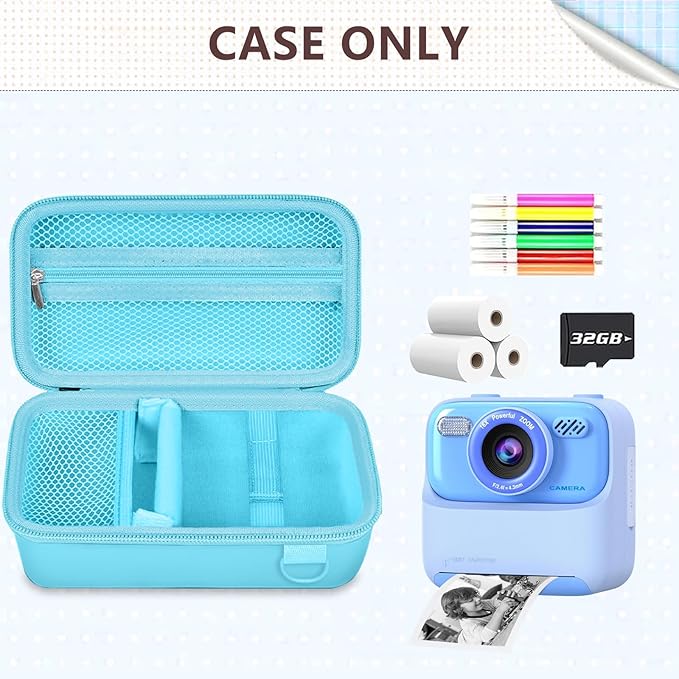 Leayjeen Kids Camera Case Compatible with Cimizi/Gofunly/Aasonida/CAMCLID/LETSHAHA Kids Instant Print Camera, Kids Instant Camera for 1080P Printed Photos,Birthday Gifts for Kids-Blue(Case Only)