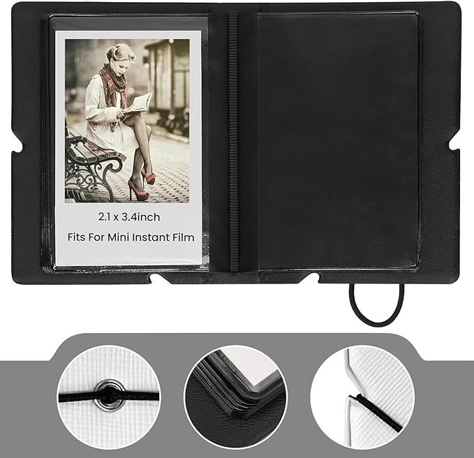 Lifting Mini Photo Album with 28 Pocket 2x3 Inch Pictures Fits for Fujifilm Instax Mini 7s 8 9 11 25 26 40 50s 90 Evo Z2300 Instant Camera, Polaroid Snap,Kpop Photocard Holder (White)