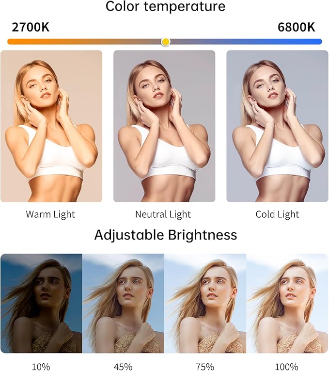 GVM TL600B 2700K~6800K LED Ring Selfie Light, Smartphone Video Rig & Phone Video Stabilizer, Step-Less Dimming Video Light, Bluetooth, App Control