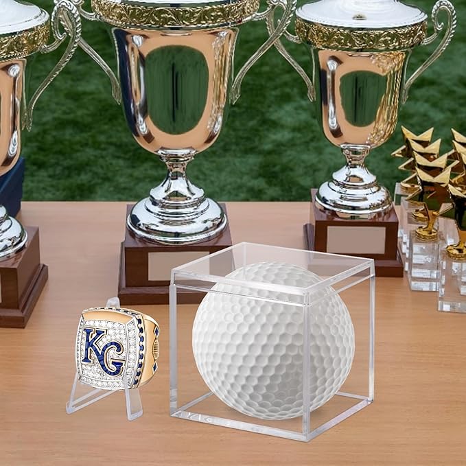 Championship Ring Display Case Clear Acrylic Ring Case Display Box for Sports Baseball Basketball Softball Football Single Ring Holder Coin Stand, 2.16 Inch