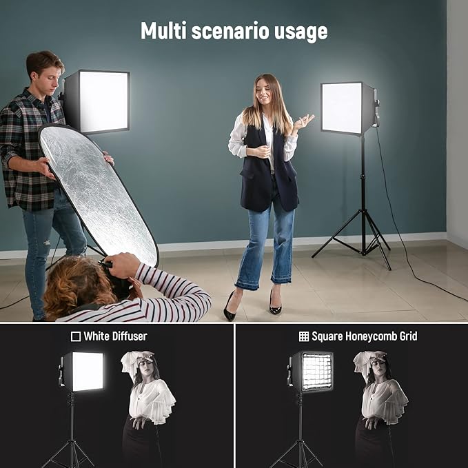 NEEWER 12.2"x11.4" Foldable Softbox Diffuser with Grid and Bag for NL660/SNL660/RGB660/RGB660 Pro/RGB660 PRO II LED Video Light Panel, Studio Photo Portrait Photography YouTube Video Soft Lighting