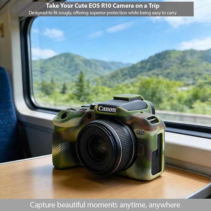 Frevyve Case for Canon EOS R10 Mirrorless Camera, Skin, Anti-Scratch, Lightweight Sleeve, Soft Silicone Rubber Protective Case Cover for Canon EOS R10 Accessories (Camouflage)