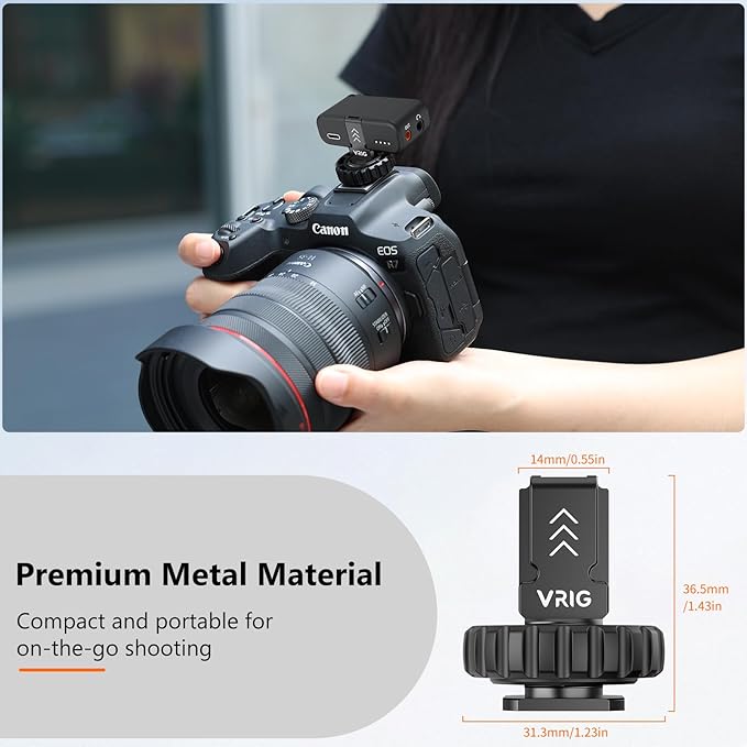 VRIG Cold Shoe Mount Adapter for MIC 2 Wireless Microphone,Mic 2 Mount Adapter Compatible with Canon Nikon Sony Cameras, with 1/4" Thread Camera Tripod Accessory