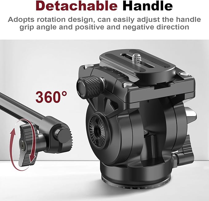 Video Photography Tripod Head, DSLR Photography Head, with a 55mm Flat Base,Suitable for Digital Single-Lens Reflex Cameras, camcorders, telescopes. Maximum Load 11.02 lbs (5kg)