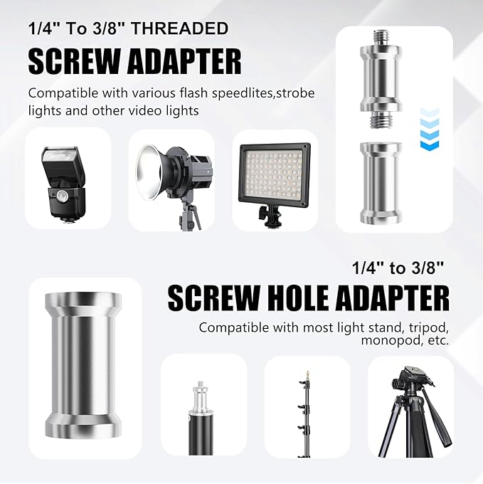 EMART Camera Flash Bracket H Type Mount with Umbrella Softbox Holder, 180° Swivel Adjustable Metal Light Stand Adapter with 1/4" to 3/8" Screw for Speedlite LED Tripod (2 Pack)