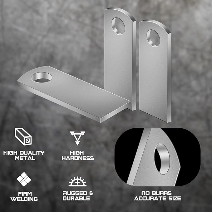 Weld on Tabs, Steel Basic Weld Tab, Universal Weld on Light Tabs Flat Bottom Mount with a 3/8" Hole.2-3/5" Height, 1" Wide, 1/8" Thick Pack Of 10 Tabs Steel Mounting Bracket OywhC-5
