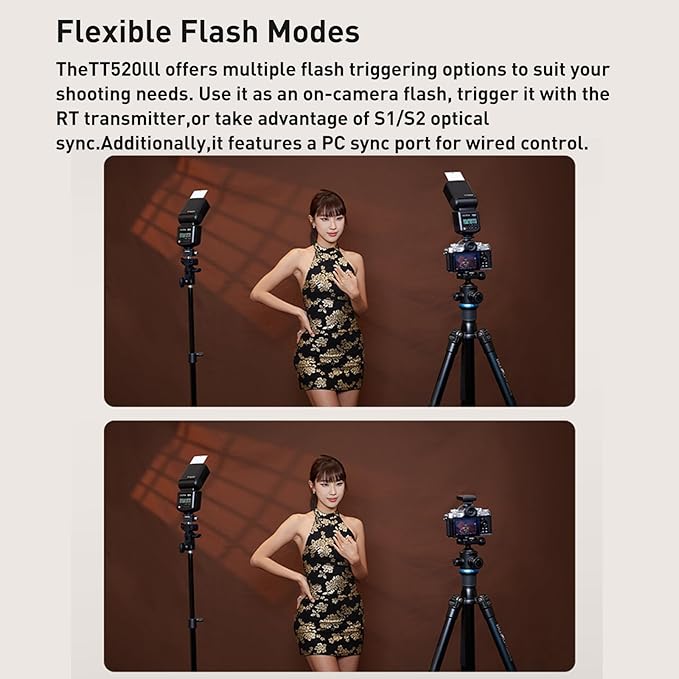 Godox TT520III Universal Hot Shoe Flash - Manual Flash with RT-16 Wireless Transmitter,Compatible for Canon Nikon Sony Pentax Olympus Fuji Panasonic Camera(GODOX TT520II Upgraded Version)