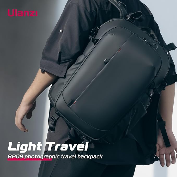 ULANZI Camera Backpack Professional Bag, Water-Resistant Photography Camera Case Anti Theft Travel for Photographers DSLR Mirrorless Camera Lens Tripod Holder 16" Laptop Black 22L | Water-Resistant, Anti Theft, Travel, for Photographers, DSLR
