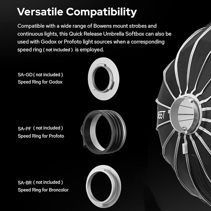 Godox S65T 65cm/25.6in Quick Release Umbrella Softbox Professional Foldable Softbox with Standard Bowen Mount & Diffusers for Photography Studio