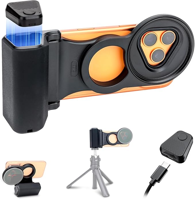 67mm Magnetic Phone Lens Filter Adapter Kit for iPhone 17/Air/16/15/14 Pro(NOT for Pro Max), UV ND CPL Phone Filter Mount with Universal Smartphone Camera Shutter Grip for Photography(NO Filters)