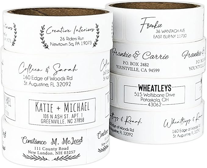 Return Address Labels Personalized, 250 Rolls, 2.6"L x 0.75"H - White Matte Finish Personalized Address Labels - Made in USA Return Labels Personalize Self Adhesive - Perfect Custom Address Labels