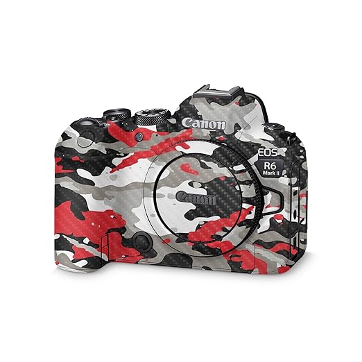 Carbon Fiber Camera Skin Compatible with Canon EOS R6 Mark II Camera (2022) - Red Camo - Premium 3M Vinyl Protective Wrap Decal Cover - Easy to Apply | Crafted in The USA by MightySkins