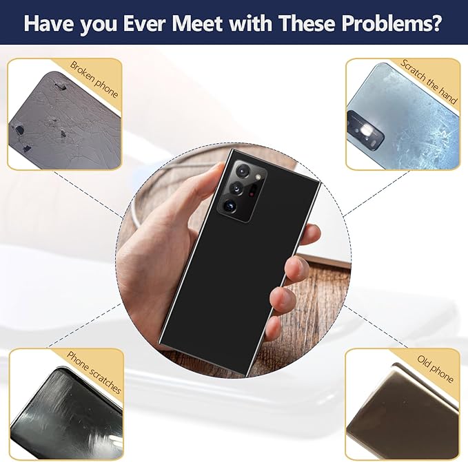 Back Cover for Samsung Galaxy Note 20 Ultra 5G Back Glass Replacement for Samsung Galaxy Note 20 Ultra Rear Glass Replacement Battery Cover Door Accessories with Pre-Installed Camera Frame(Black)