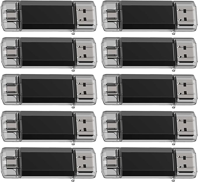 GoRAM 16GB (10 Pack) Dual Drive Go-Stick USB 3.0 + USB-C Type-C Flash Drive for Android Smartphones, Computers, MacBook, Tablets, PC (16GB)