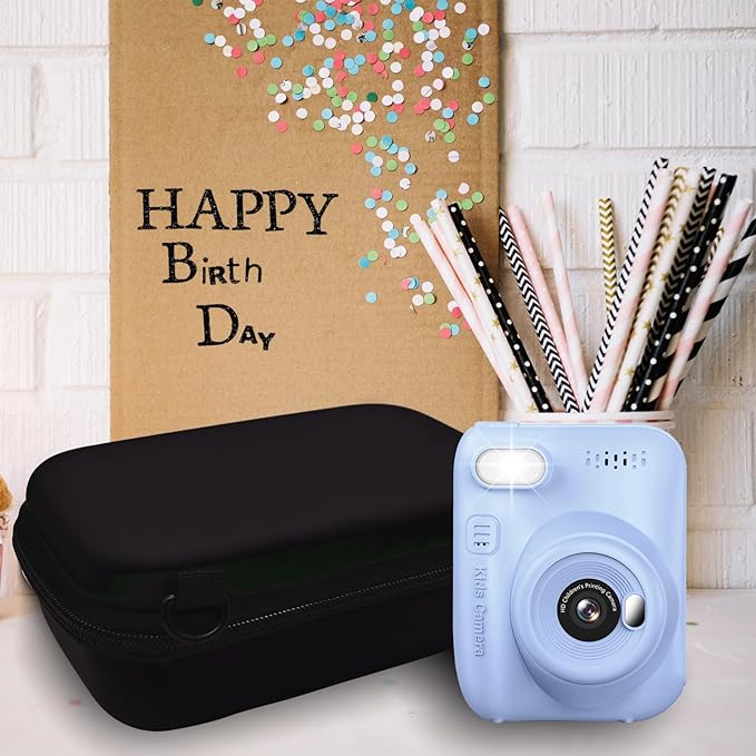 Instant Print Film Camera Case for Kid Cameras & Digital Video Camera, Hard Storage Holder Organizer Bag Compatible with ESOXOFFORE/Dylanto/Anchioo/MINIBEAR and More (Black)