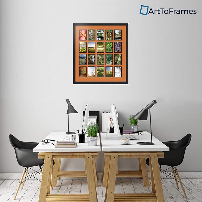 ArtToFrames Collage Photo Frame Double Mat with 20-4x6 Openings with Satin Black Frame and Octoberfest mat.