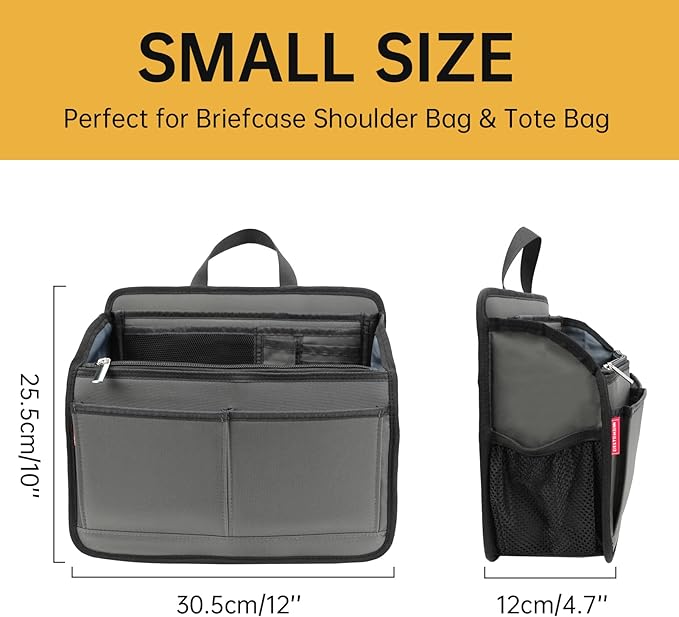 Small Rugged Organizer Insert for Briefcase Tote Shoulder Messenger Bag-19 Pockets,Durable Padded Nylon,Handle-Pink