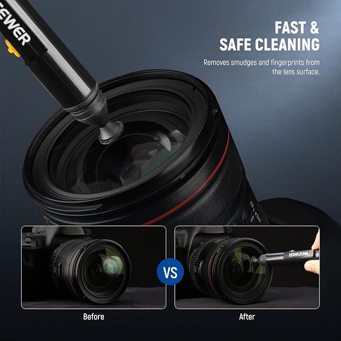NEEWER 6 in 1 Camera Lens Cleaning Kit for Electronics, Phones, Tablets, 3X Double Head Lens Brush Pen + 2X 24mm Full Frame Sensor Swab + 1x Cleaning Cloth, HM-48