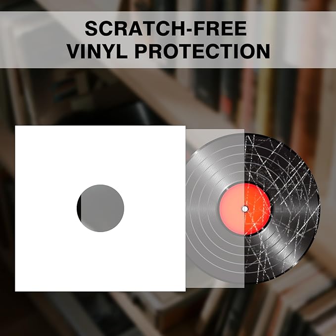 20PCS 12 Inch Vinyl Record Jackets, Thick White Cardboard Sleeves with Center Hole, Blank LP Album Covers for 33 RPM Storage & Organization, 350gsm LP Jackets for Record Storage