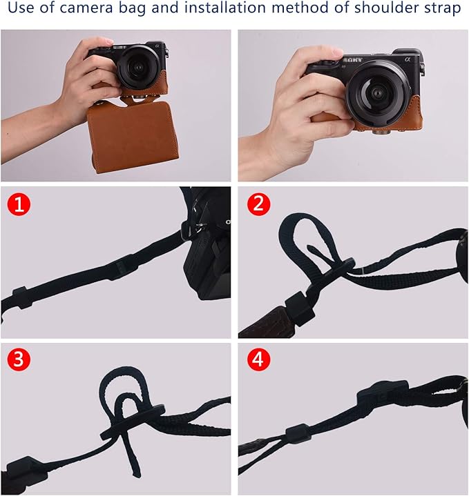 Hargedis XEVN for sony a6400 case,for sony a6300 case,Premium PU Full Body Leather Camera Case Bag for sony alpha a6300 a6000 a6100 a6400 Fit 16-50mm Lens with Camera Shoulder Strap(Brown)