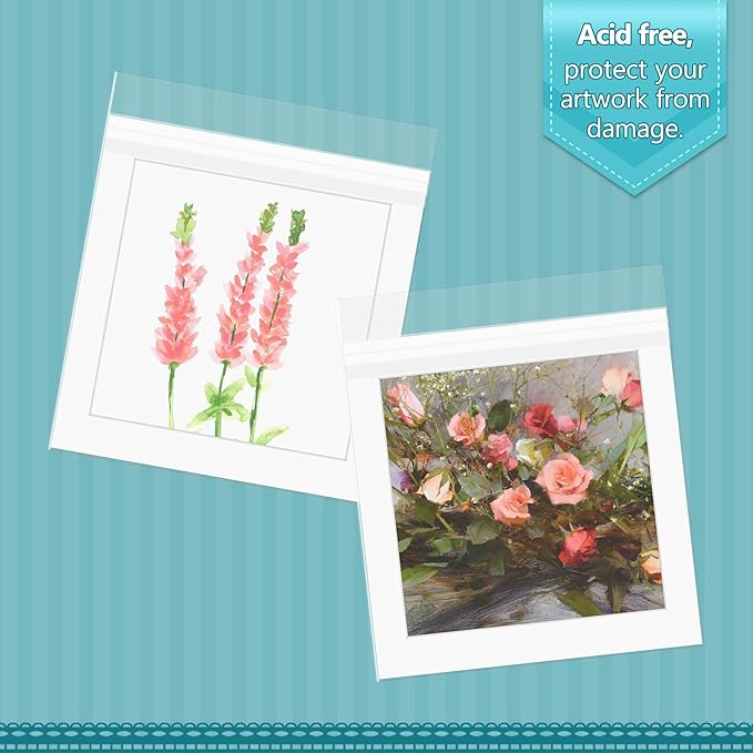 Golden State Art, Pack of 100, 4x4 inches Acid-Free Crystal Clear Sleeves Storage Bags for Photo Prints Framing Mats Mattes