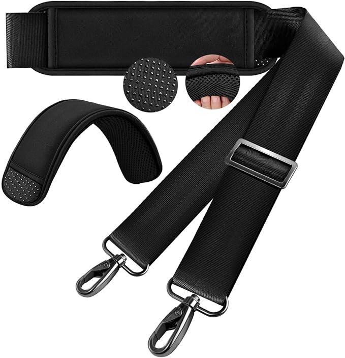 60 Inch Shoulder Strap, Ultra-Thick and Padded with Metal Swivel Hooks for Laptop Messenger and Crossbody Canvas Bags