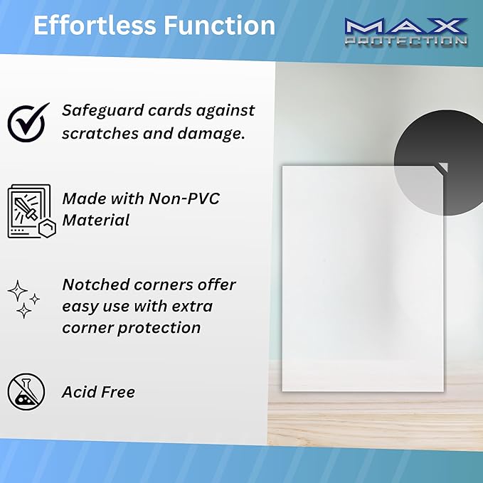 Max Protection Notched Penny Sleeves - 100ct Packs - Easy Glide Notched Card Holders- Premium, Acid-Free & Archival Safe Protection for Trading/Sports/Collectible Cards (1000 Sleeves)