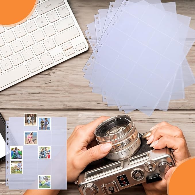50 Pack Protective Photo Slide Pages Holds 20 Slides Top Loading Photo Page Sleeves for 3 Ring Binder Holds 1000 2 x 2 Inch Photos Clear Archival Slide Storage Album Refill Preservers