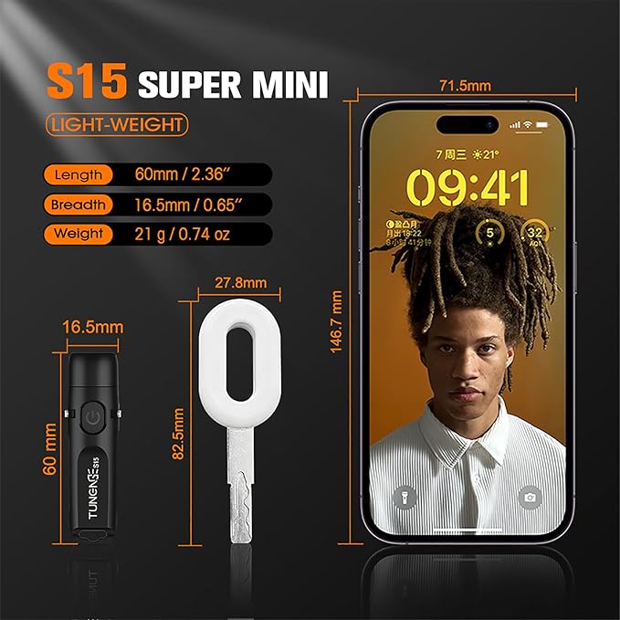 S15 Keychain Flashlight- Super Bright 650 High Lumens,USB C Rechargeable EDC Pocket Flashlight,Mini Flashlight with Magnetic Suitable for Hiking, Outdoors (Magnet Black)