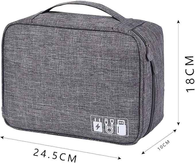 Electronic Accessories Organizer, Portable Travel Cable Storage Bag Tech Pouch with Adjustable Compartments Water-Resistant Handbag for Smart Device Cords Chargers Hard Drives Gadgets