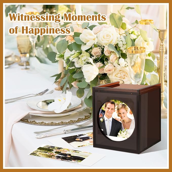 Acrylic Polaroid Picture Frame and Photo Storage Box with Magnetic Sliding Cover for Instax Mini Polaroid Film, 4.2’’x3.5’’ Instax Frame, Picture Frame,Wedding Guest Book Alternative for Reception