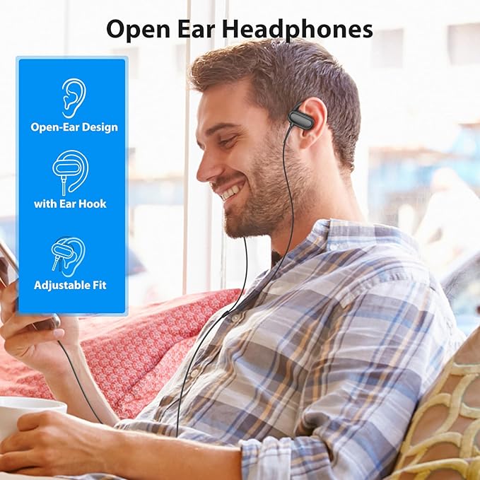 Open Ear USB-C Headphones for iPhone 17 Pro Max 16 15 Plus, Over Ear Wired Earbuds with Earhook Microphone Volume Control, HiFi Stereo Sports Type C Earphones for Samsung S25 S26 S24 S23 S22 S21 Pixel