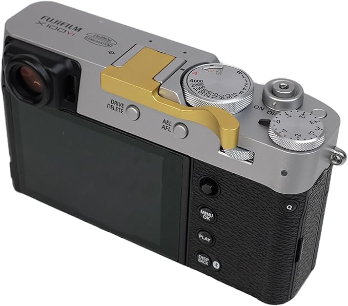 Foto&Tech Metal Hot Shoe Thumb Up Rest Hand Grip for Fujifilm Fuji X100V X100VI, X100V Thumb Grip, Fuji X100V Accessories, Fuji X100V Grip (Gold)