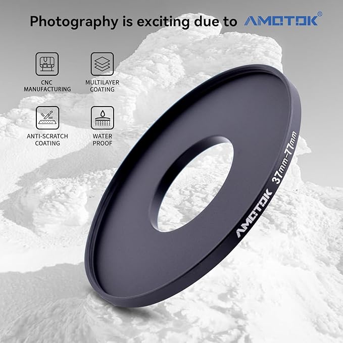 37mm Lens to 77mm Camera Lens Adapter,37mm to 77mm Filter Step-up Ring Adapter Ring,Compatible All 77mm Filter Accessory