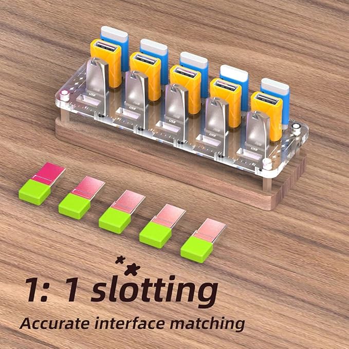AOJUE 20 Slots Wooden Memory USB Flash Disk Card Case, TF Card Box and Micro SD Drive Card Holder Desk, U-Shield Memory Storage Racks