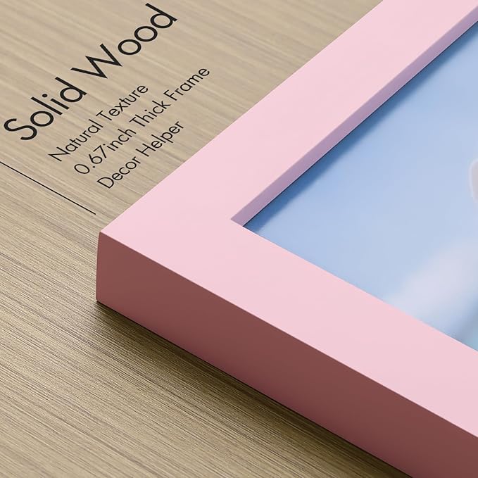 Vittanly 4x6 Picture Frame, Made of Solid Wood and Shatterproof Plexiglass, Wooden Photo Frame for Wall Mounting or Tabletop Display, Picture Frame for Home Decor with Stand, Pink, 1 Pack