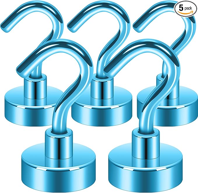 Neosmuk Magnetic Hooks, Cruise Ship Essentials, 30lb+ Heavy Duty Magnetic Hooks for Cruise Cabins, Refrigerator, Grill, Hanging, and Travel | Extra Strong Must-Haves Magnet Hook,RoyalBlue,5 Pack