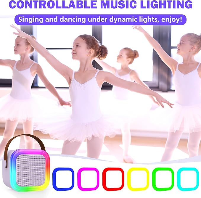 Mini Karaoke Machine for Kids Adults, Portable Bluetooth Speaker with 2 Wireless Microphones,Toys Birthday Gifts for Girls Ages 4, 5, 6, 7, 8,9,10,11,12+ Family Home Party (Purple)