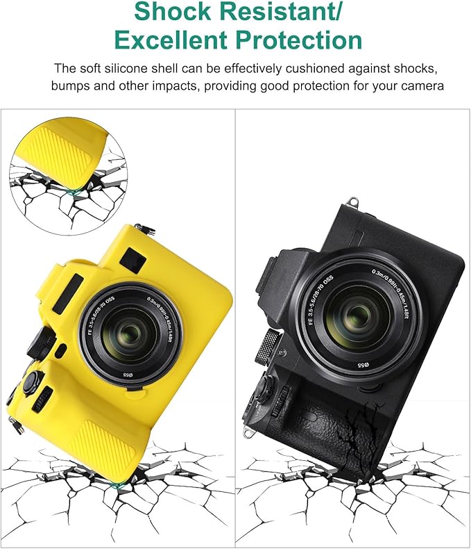 PULUZ Digital Camera Case for Sony A7 IV,Anti-Scratch Soft Silicone Protective Camera Case Camera Skin Case Cover (Yellow)