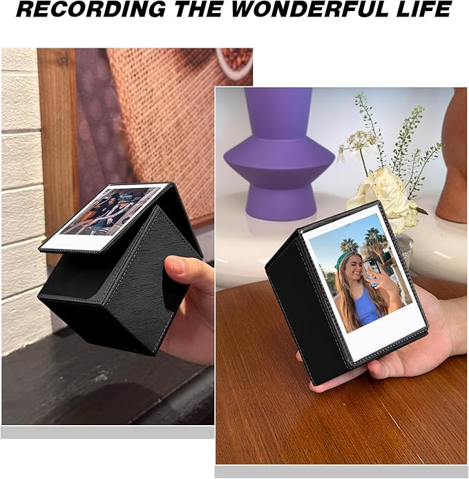 WOGOZAN Picture Holder Case for Polaroid 600/I-Type/NOW/OneStep/Fujifilm Instax Wide/Wide EVO/Wide 400/300/210 Instant Camera Films Vertical Photo Protection Case Can Hold 50+ Films (Only One) - Black